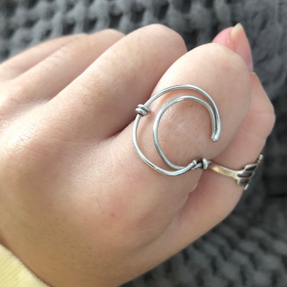 handmade moon wire ring